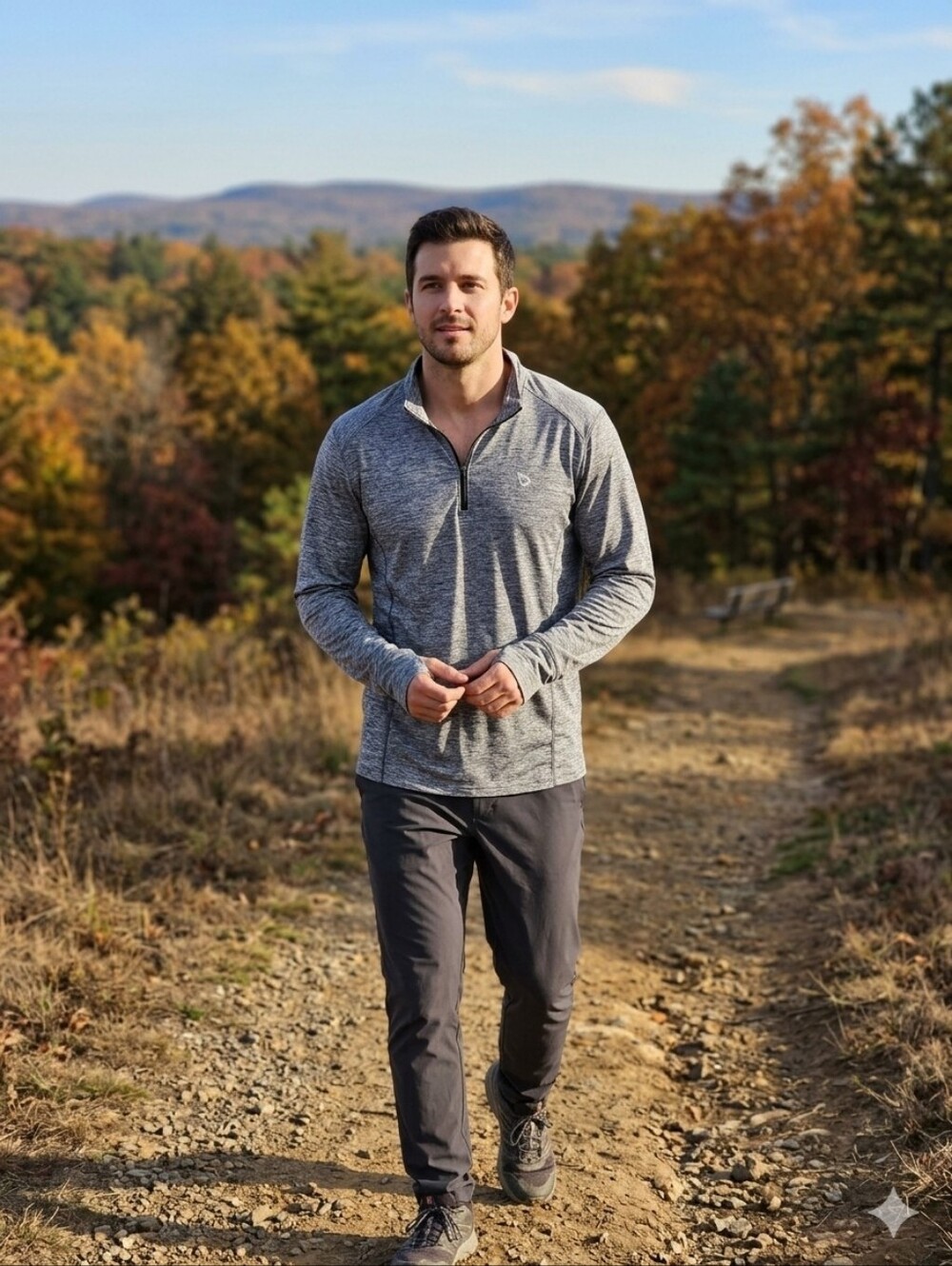 Baleaf Grey Heather Quarter-Zip Pullover